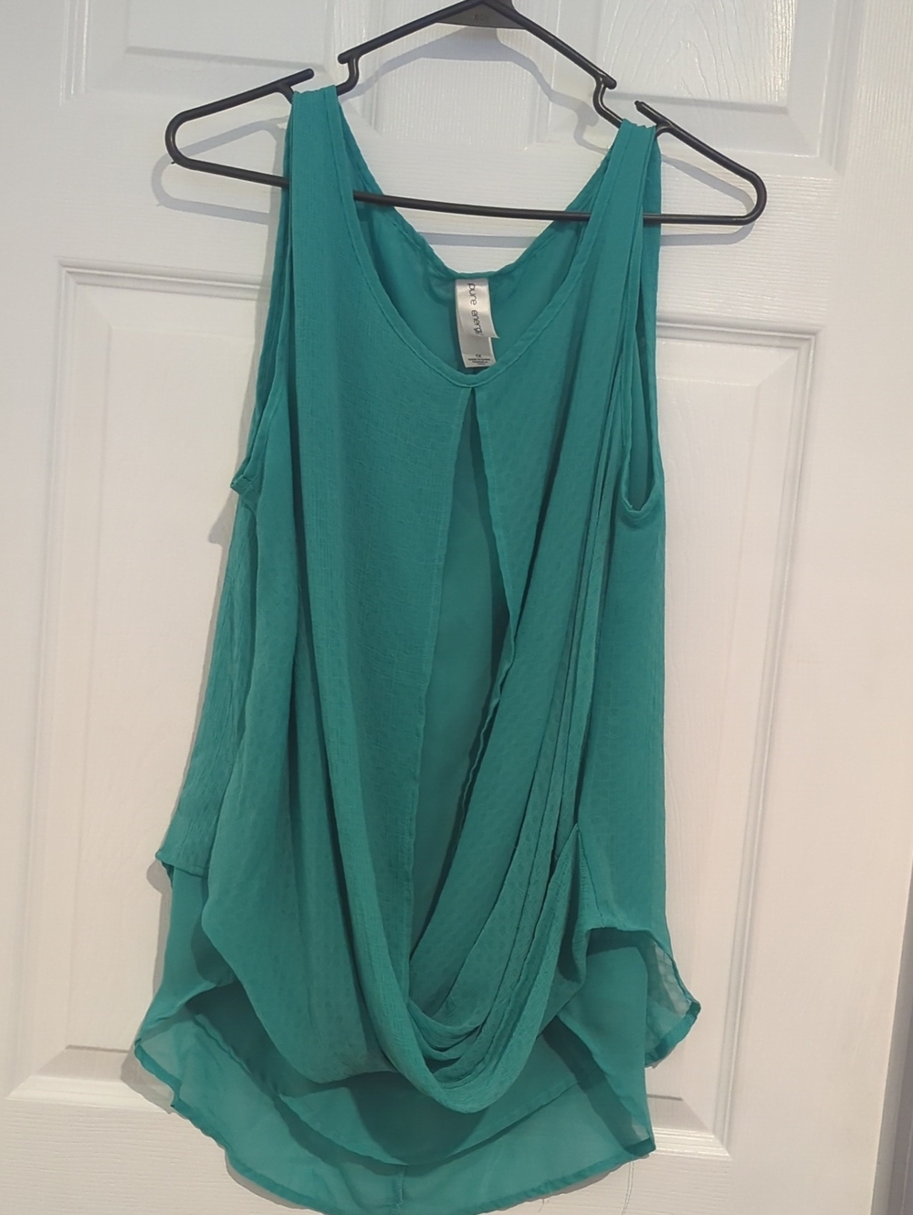 Pure Energy Teal Draped Sleeveless Camisole